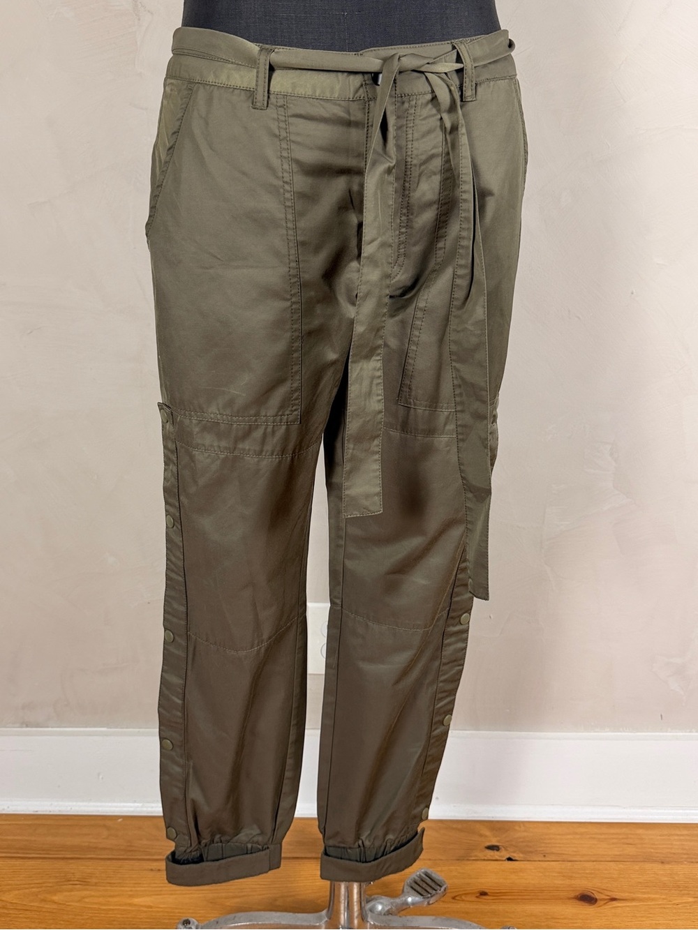 Topman Olive Cargo Tie-Waist Joggers W32 x L30